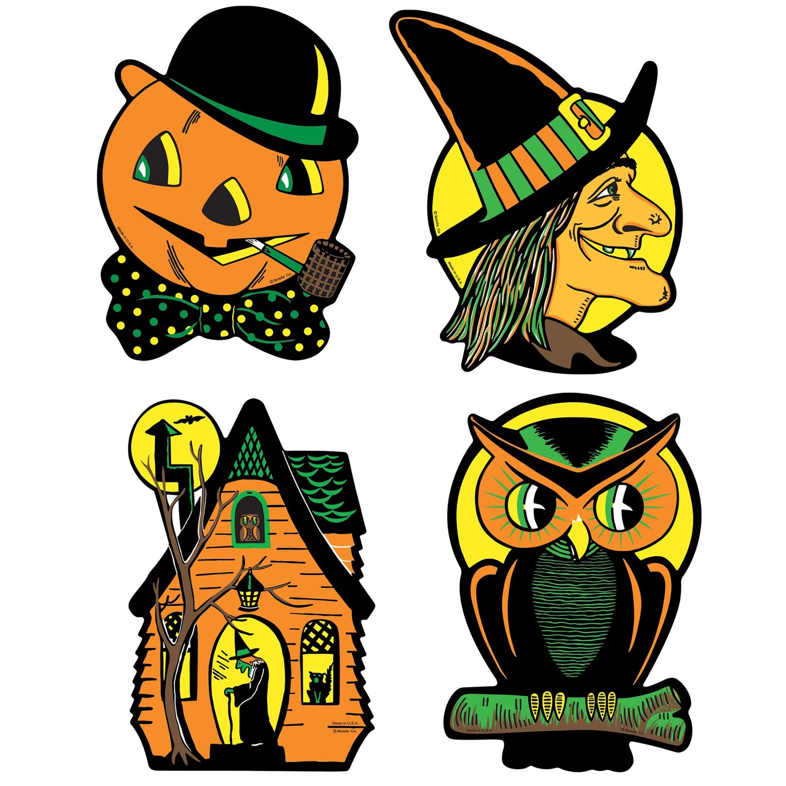 Beistle Vintage Halloween Cutouts 4-Count – Double-Sided Decorations with Retro Beistle Vintage Halloween Cutouts 4-Count – Double-Sided Decorations with Retro