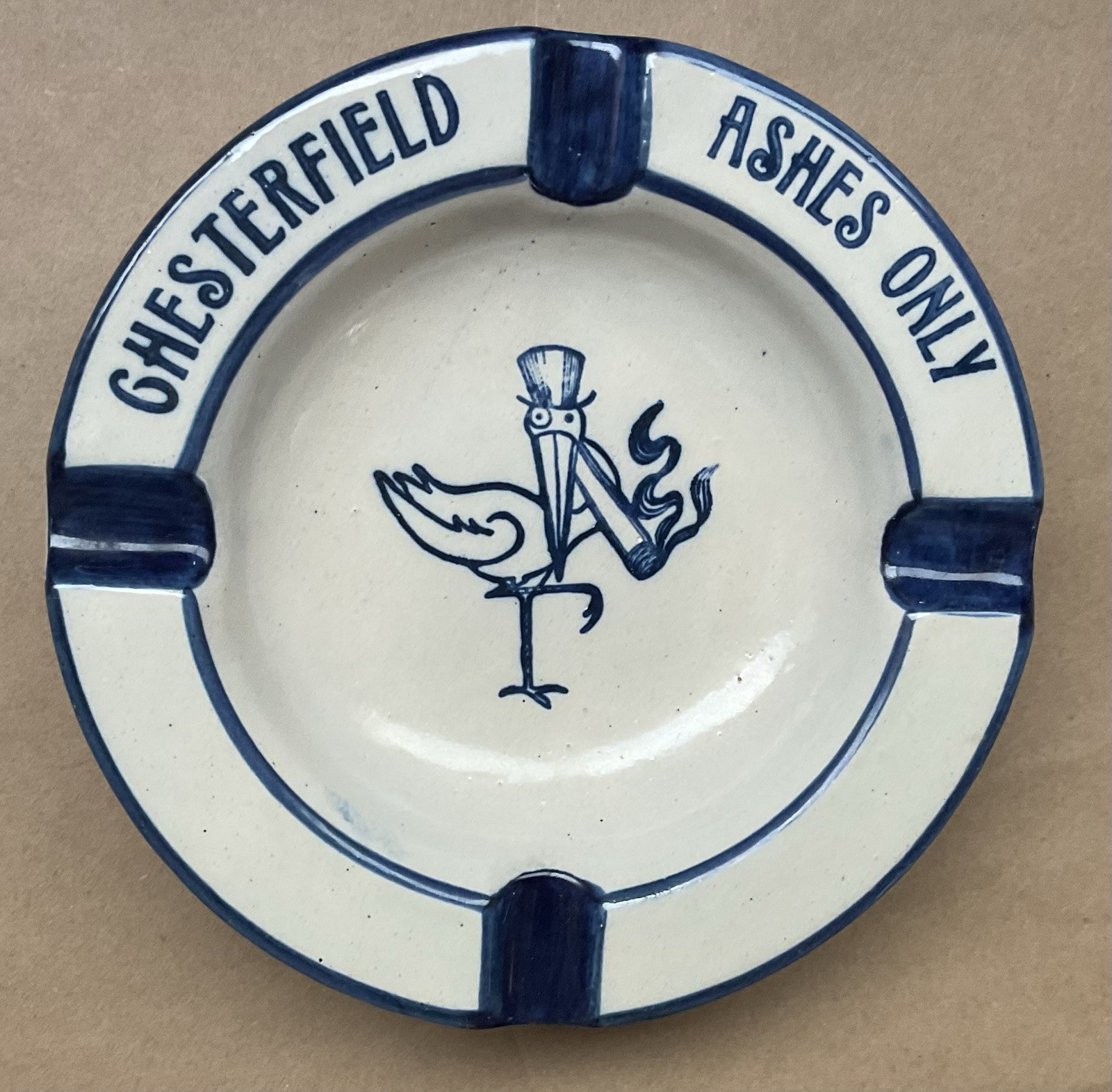 Vintage 1940’s STORK CLUB New York Stoneware Ashtray ~ CHESTERFIELD ASHES ONLY Vintage 1940’s STORK CLUB New York Stoneware Ashtray ~ CHESTERFIELD ASHES ONLY
