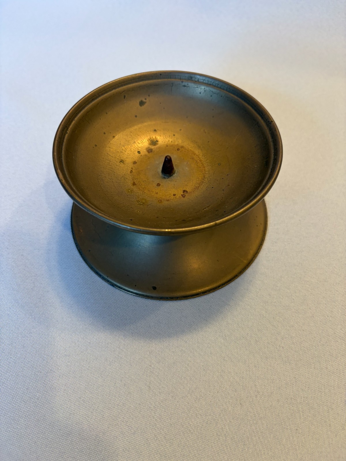 Vintage Solid Brass Pillar Candle Holder Short Pedestal Dish Pricket Spike Base Vintage Solid Brass Pillar Candle Holder Short Pedestal Dish Pricket Spike Base