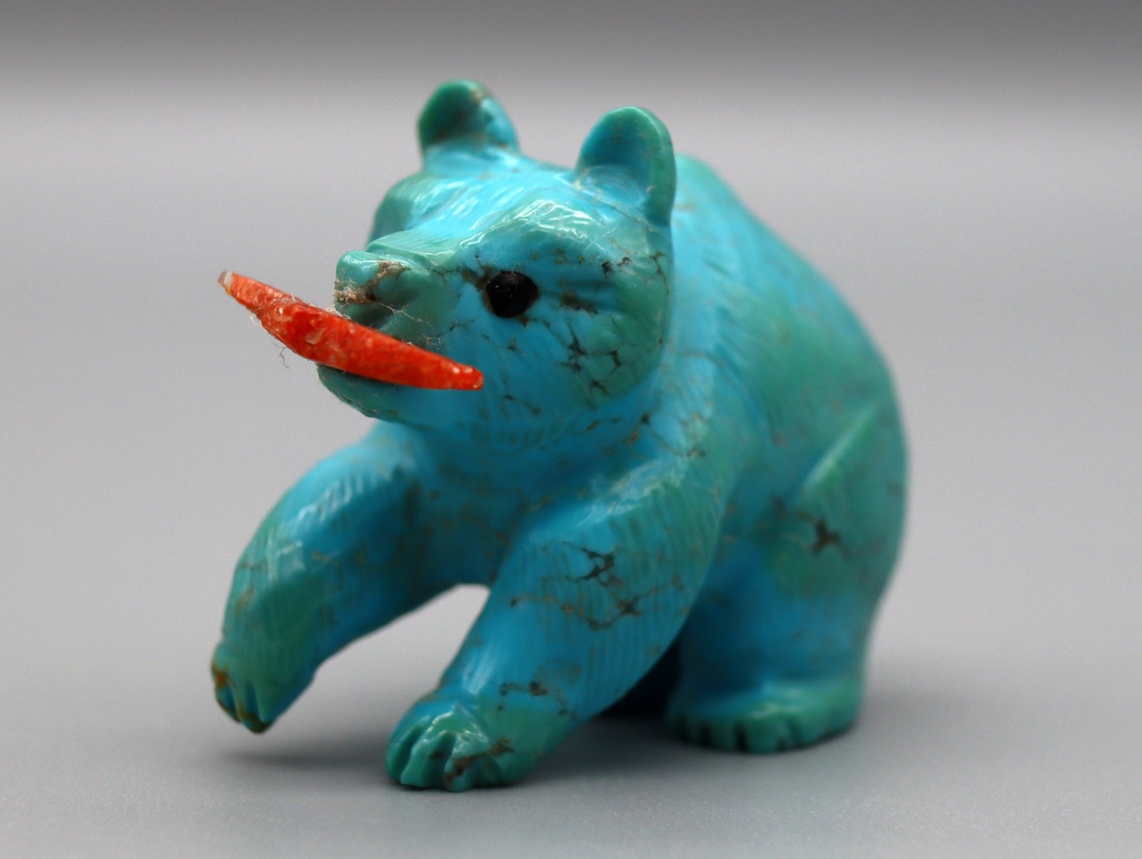 Dan Quam (d) Turquoise Zuni Bear w/Fish Fetish Dan Quam (d) Turquoise Zuni Bear w/Fish Fetish