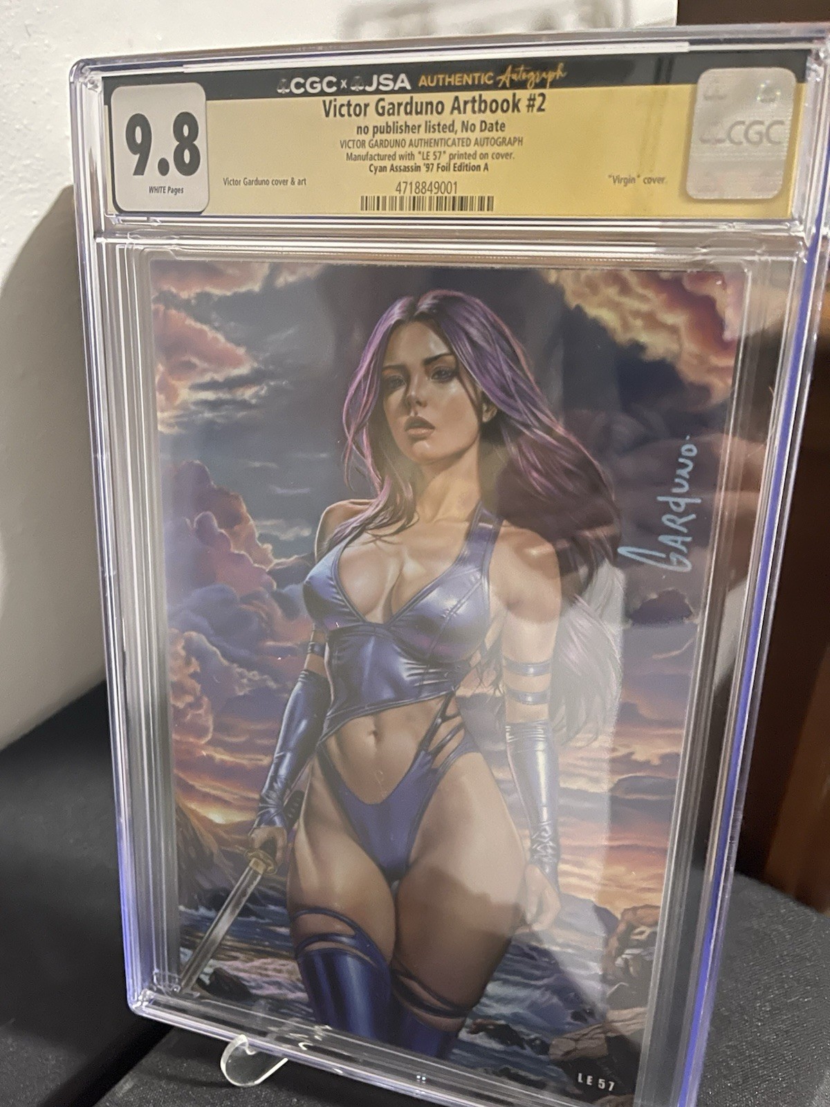 Victor Garduno Psylocke Cyan Assassin CGC 9.8 Signed Virgin Variant Foil Victor Garduno Psylocke Cyan Assassin CGC 9.8 Signed Virgin Variant Foil