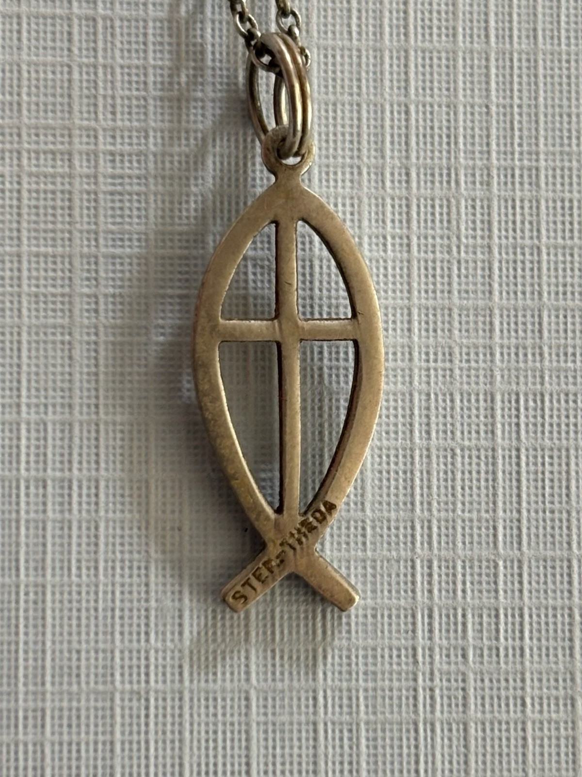 Vintage Theda Sterling Silver Ichthys Cross Pendant Signed 925 Religious Fish
