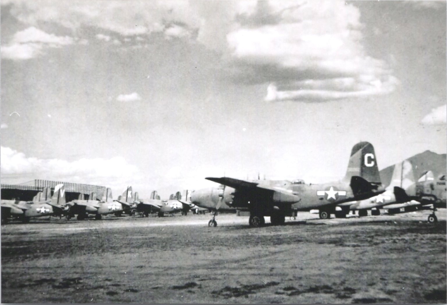 WW2 USAAF B-25 Mitchell Bombers Reproduction Photograph Airfield Lineup WW2 USAAF B-25 Mitchell Bombers Reproduction Photograph Airfield Lineup