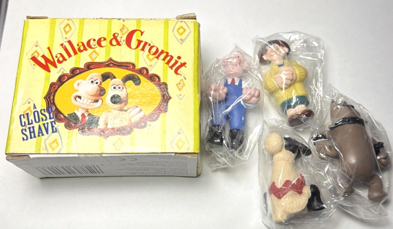 Vintage 1989 Wallace Gromit 4 mini Figures in box The Wrong Trousers set B NEW