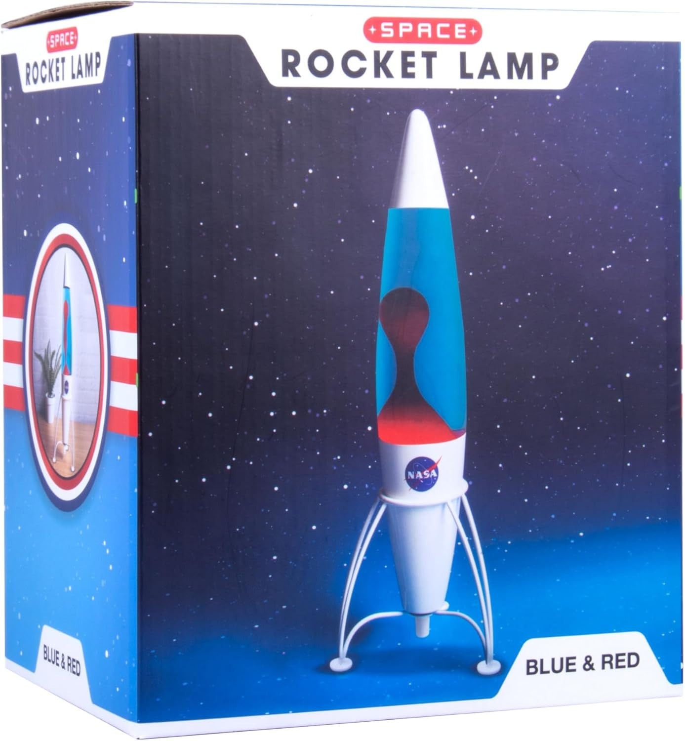 NEW Retro vtg style NASA Rocket Ship Space Lava Lamp Lite Blue/Red  17”