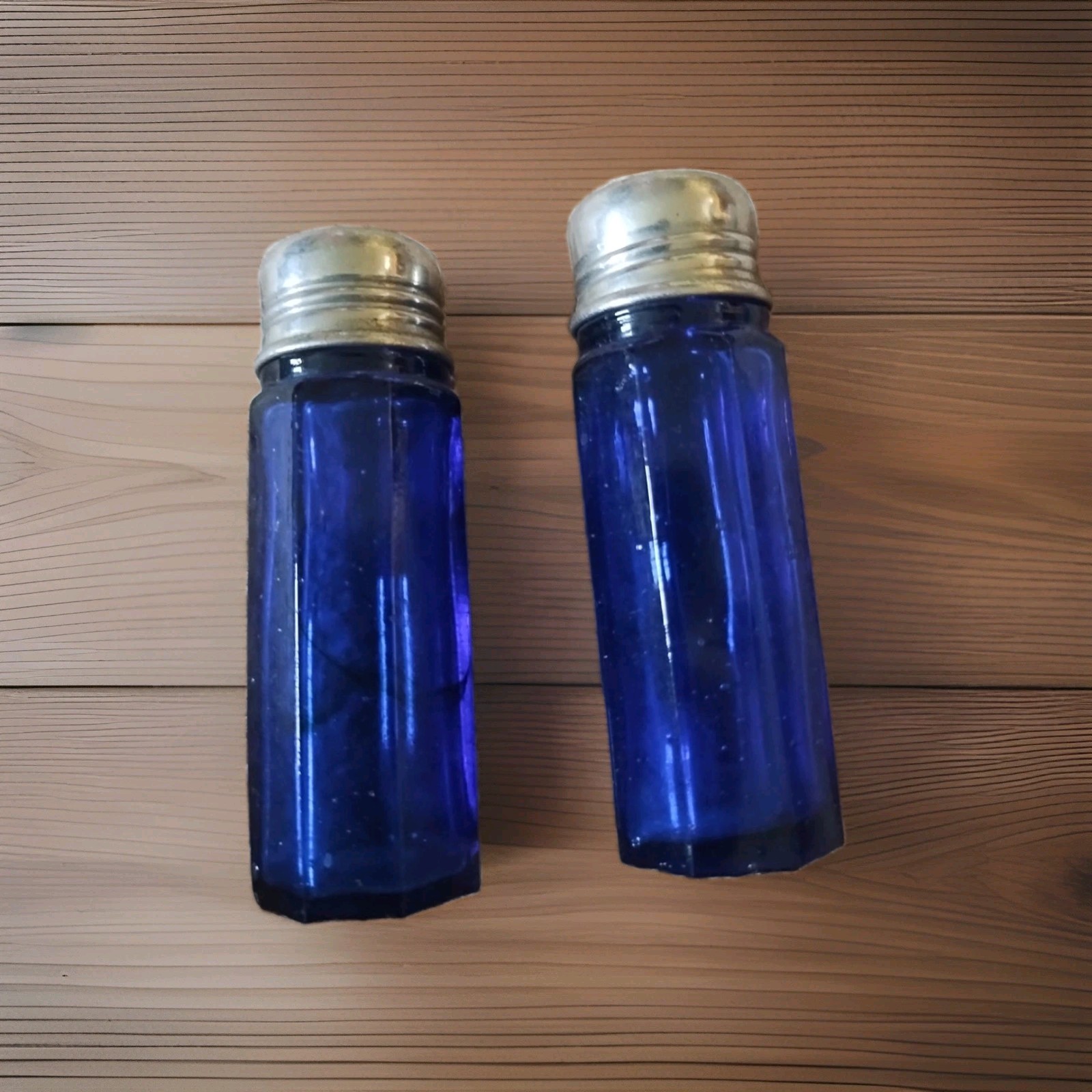Vintage Cobalt Blue Glass Salt And Pepper Shakers Vintage Cobalt Blue Glass Salt And Pepper Shakers