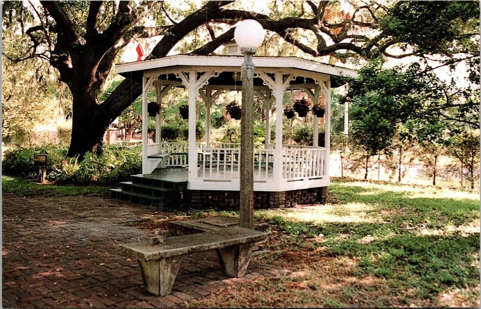 Gazebo Street Lights Bricks Courtyard Bradenton Florida FL Postcard VTG UNP