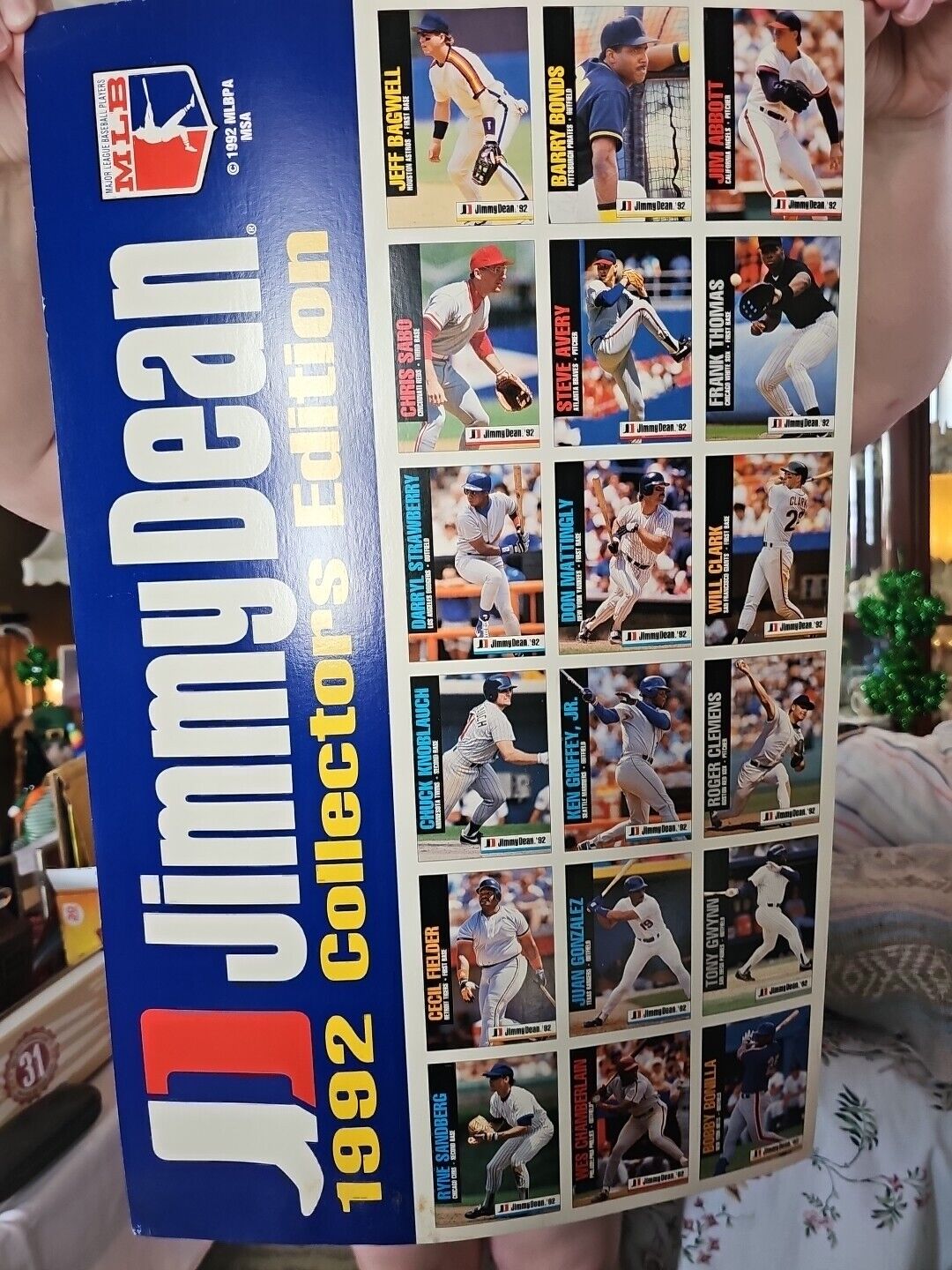 1992 JIMMY DEAN MLB COLLECTOR'S EDITION TRADING CARDS UNCUT SHEET OF 18 CARDS