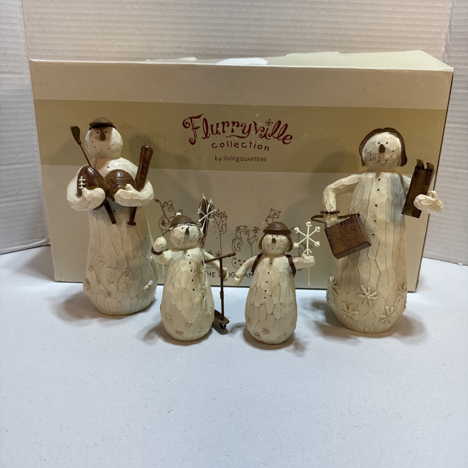 Flurryville The Berg Family Snowman 4 Piece Set With Original Box Flurryville The Berg Family Snowman 4 Piece Set With Original Box