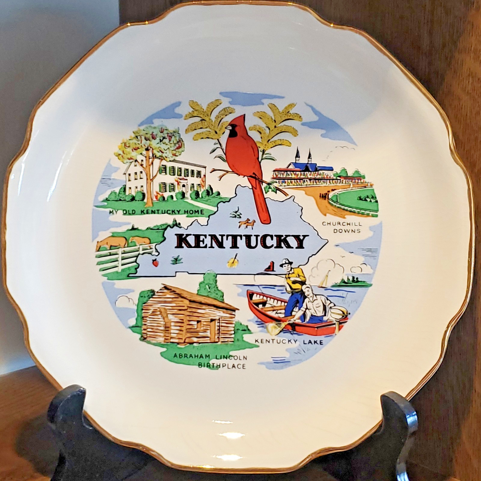 Vintage Kentucky State Plate Warranted 22K Gold, Abe Lincoln Chirchill Downs 9\ Vintage Kentucky State Plate Warranted 22K Gold, Abe Lincoln Chirchill Downs 9\