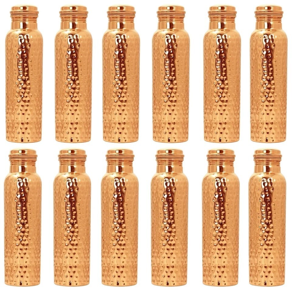 12 X 100% Pure Copper Water Bottle For Leak Proof Ayurveda Health Benefits1000ml