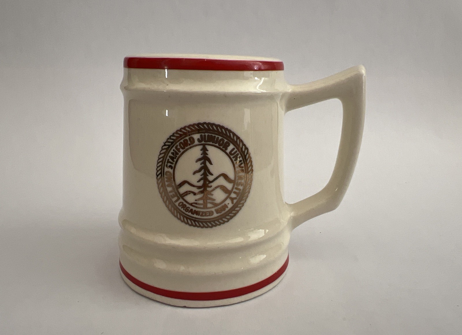 Leland Stanford Junior University Mini Stein 2 1/4” Red Stripe Rim Leland Stanford Junior University Mini Stein 2 1/4” Red Stripe Rim