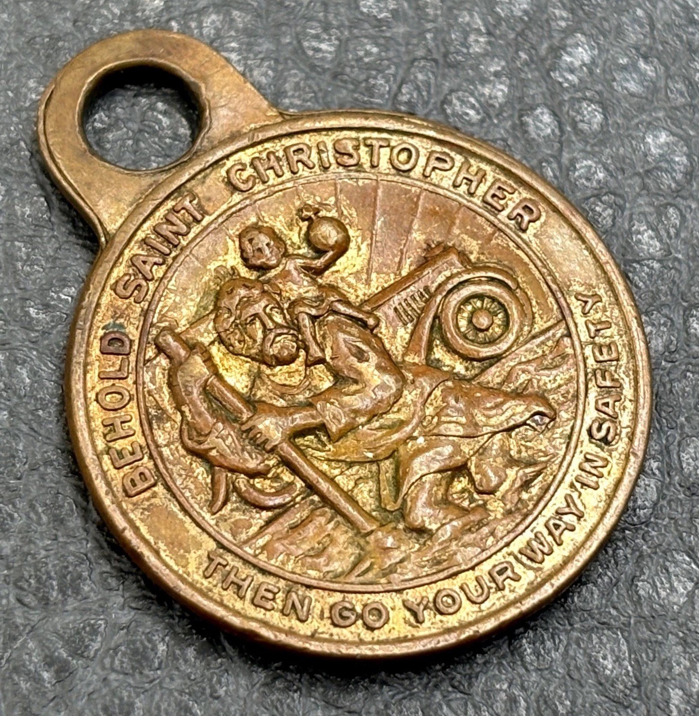 VTG Mission Dolores 1776 Saint Christopher Medal Pendant Brass Tone Fob VTG Mission Dolores 1776 Saint Christopher Medal Pendant Brass Tone Fob