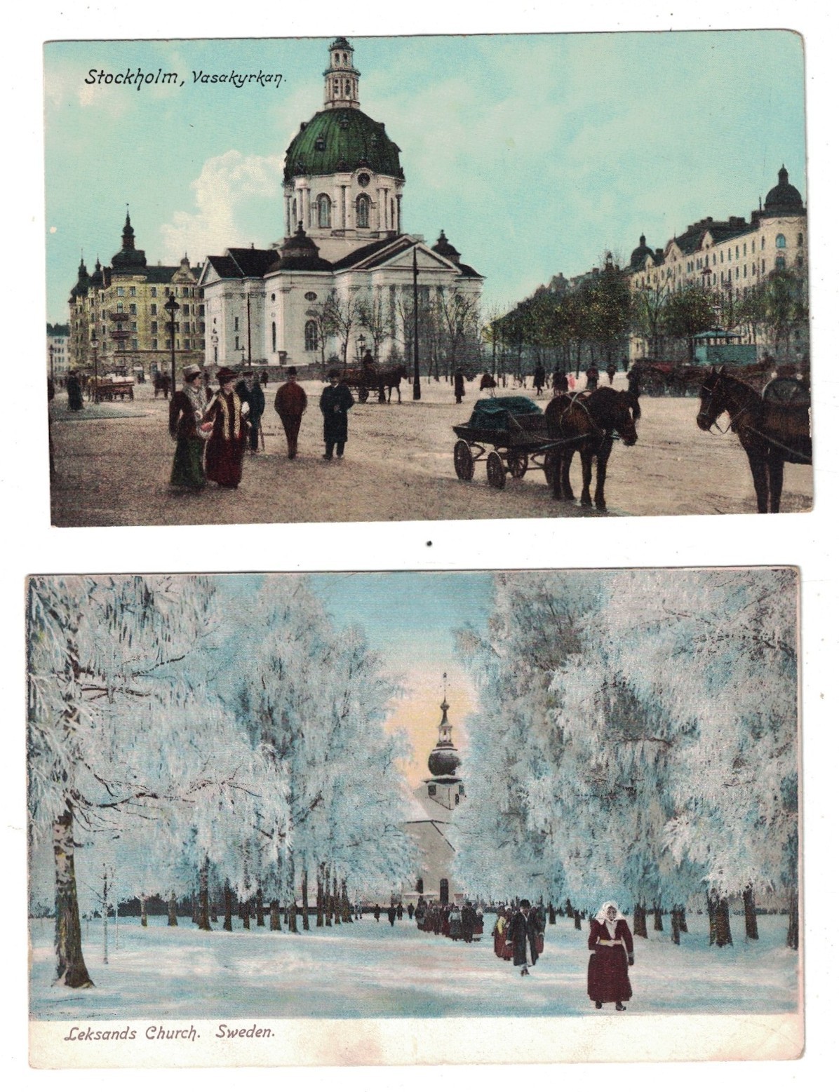 2 ANTIQUE 1905-1910 CHURCH IN STOCKHOLM & LEKSANDS SWEDEN POSTCARD 2 ANTIQUE 1905-1910 CHURCH IN STOCKHOLM & LEKSANDS SWEDEN POSTCARD