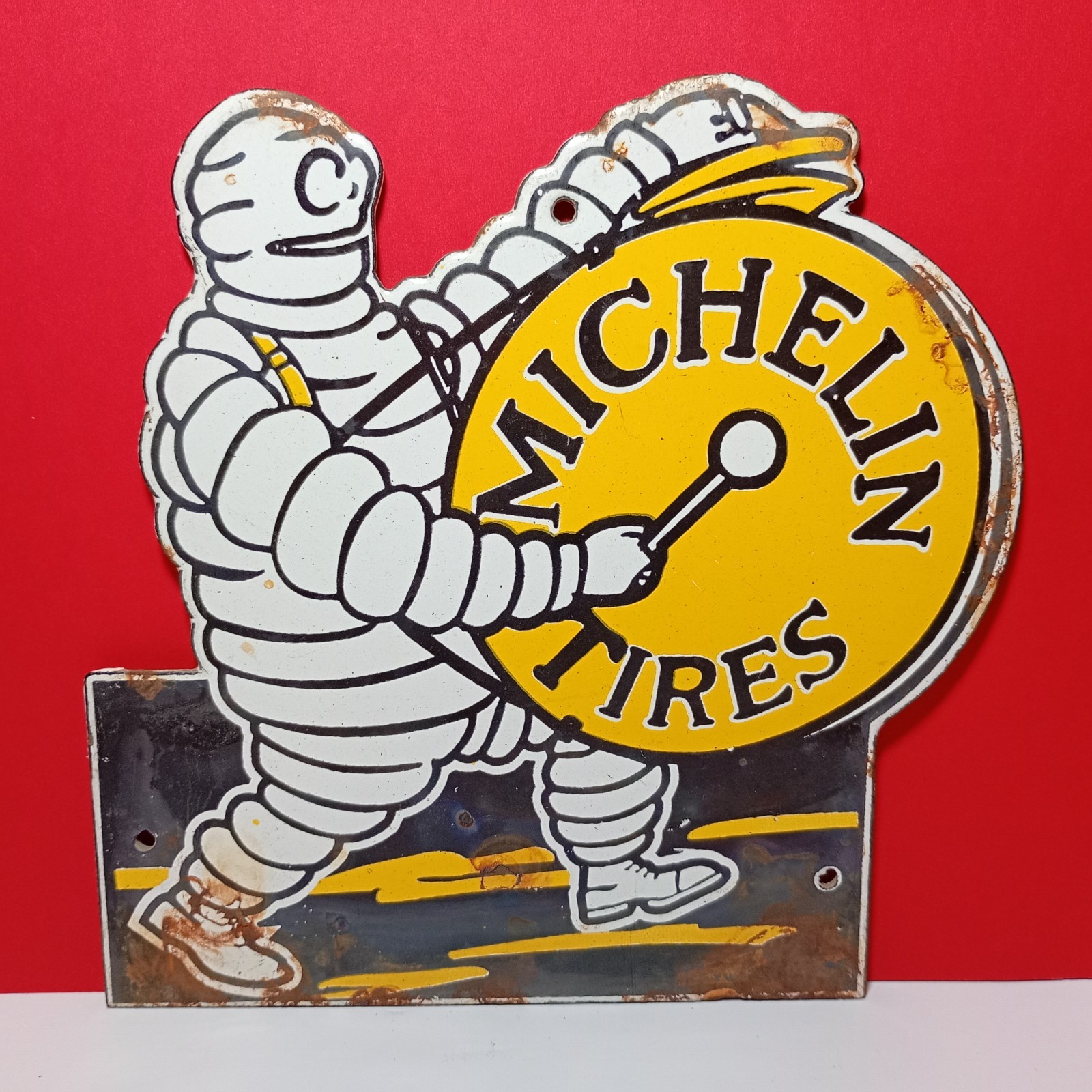 Vintage Porcelain Michelin Tires Enamel Sign Plate Size 6\ Vintage Porcelain Michelin Tires Enamel Sign Plate Size 6\