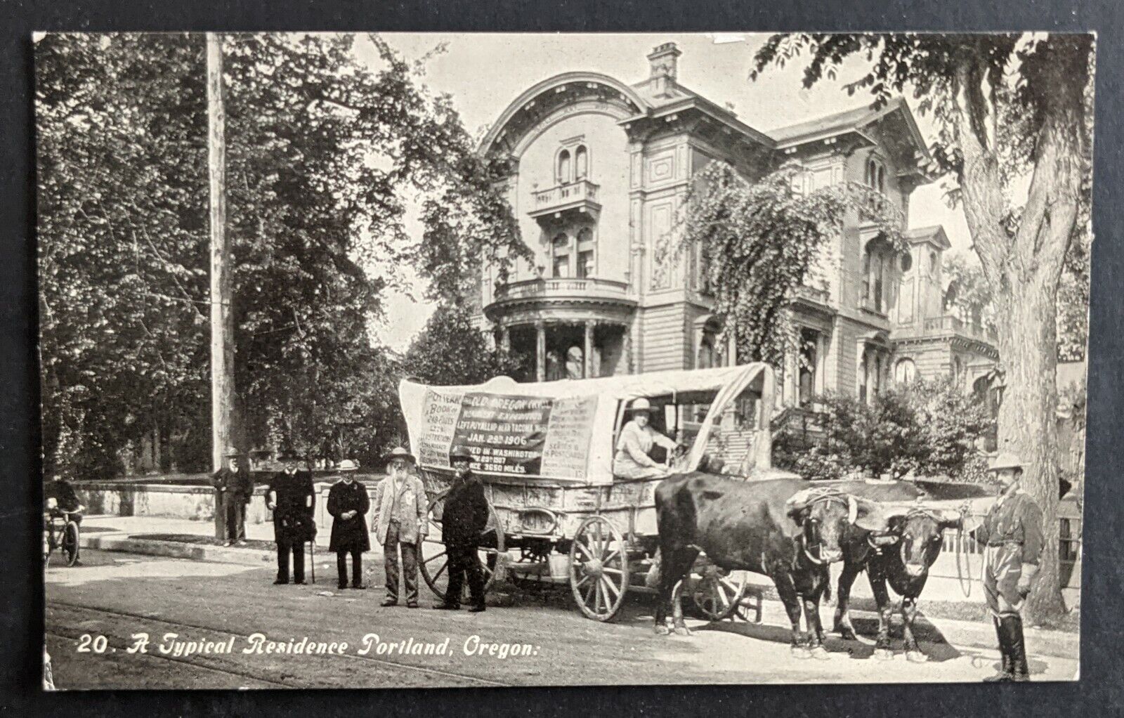 Portland Residence Oxen Wagon Advertising Oregon Trail Expedition OR Postcard