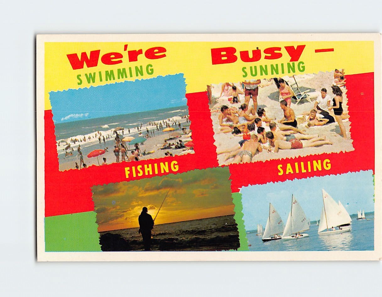 Postcard Were Busy Swimming Stunning Fishing Sailing Postcard Were Busy Swimming Stunning Fishing Sailing