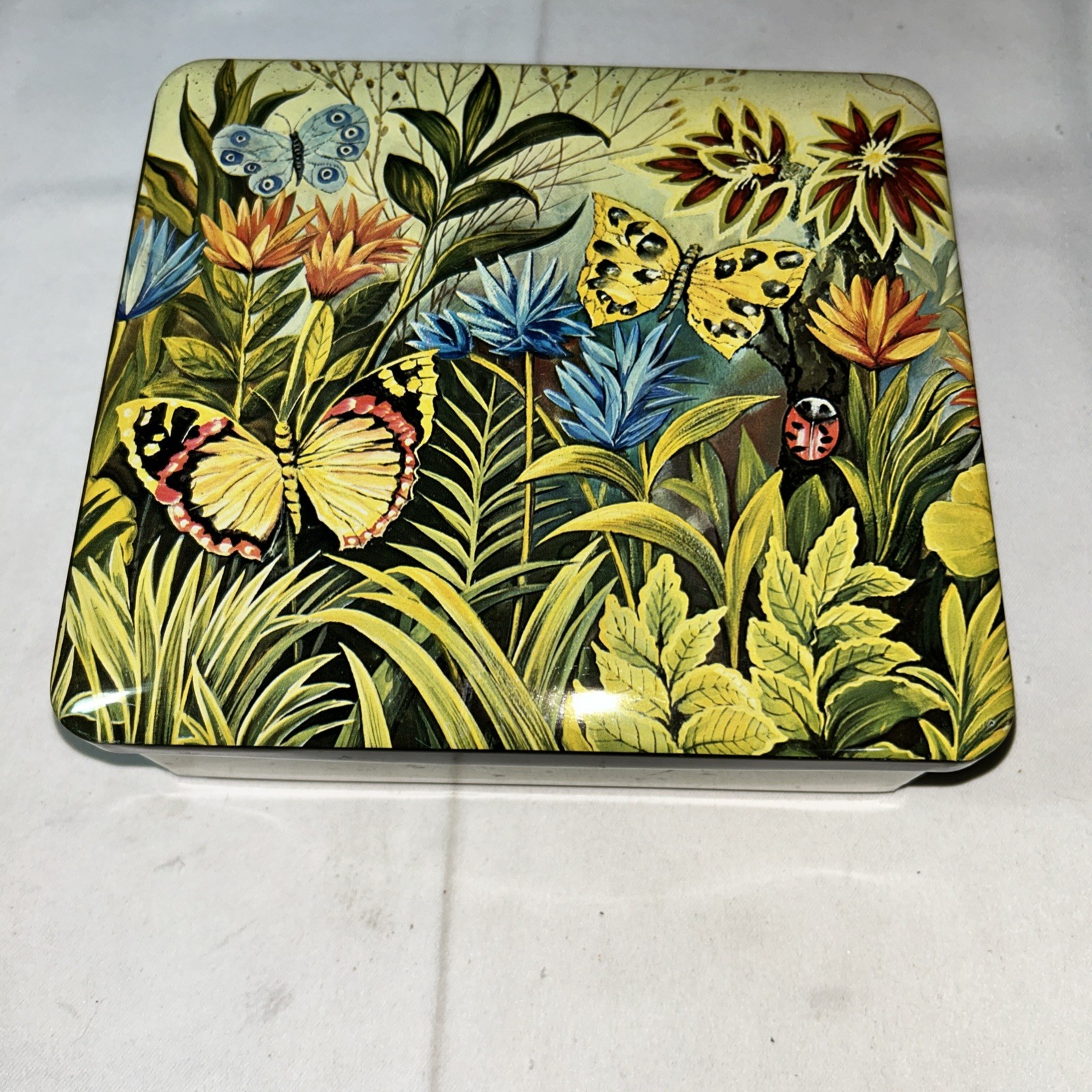 Beautiful Butterfly Tin Made In West Germany 7”x6.5” Beautiful Butterfly Tin Made In West Germany 7”x6.5”