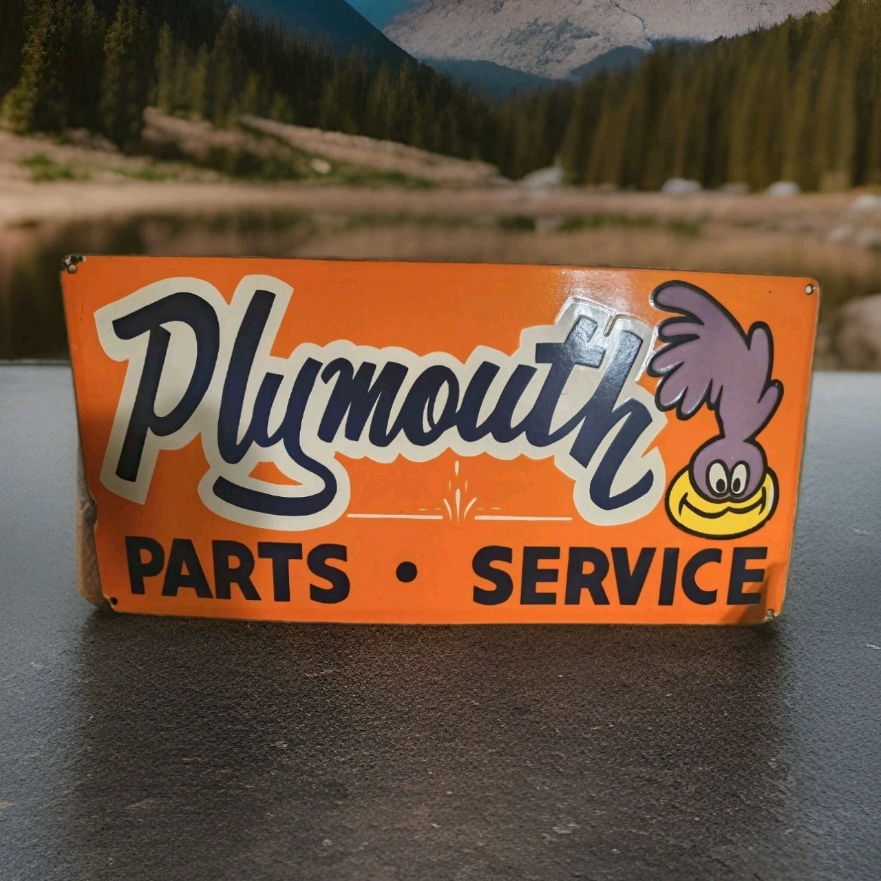 Vintage Plymouth Porcelain Sign Road Runner Chrysler Barracuda Prowler 30\