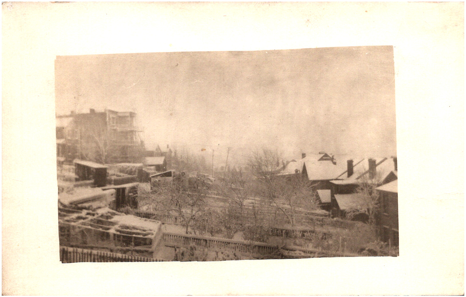 Unidentified Snowy Town Scenic Winter View Snow & Ice 1910s RPPC Postcard Photo