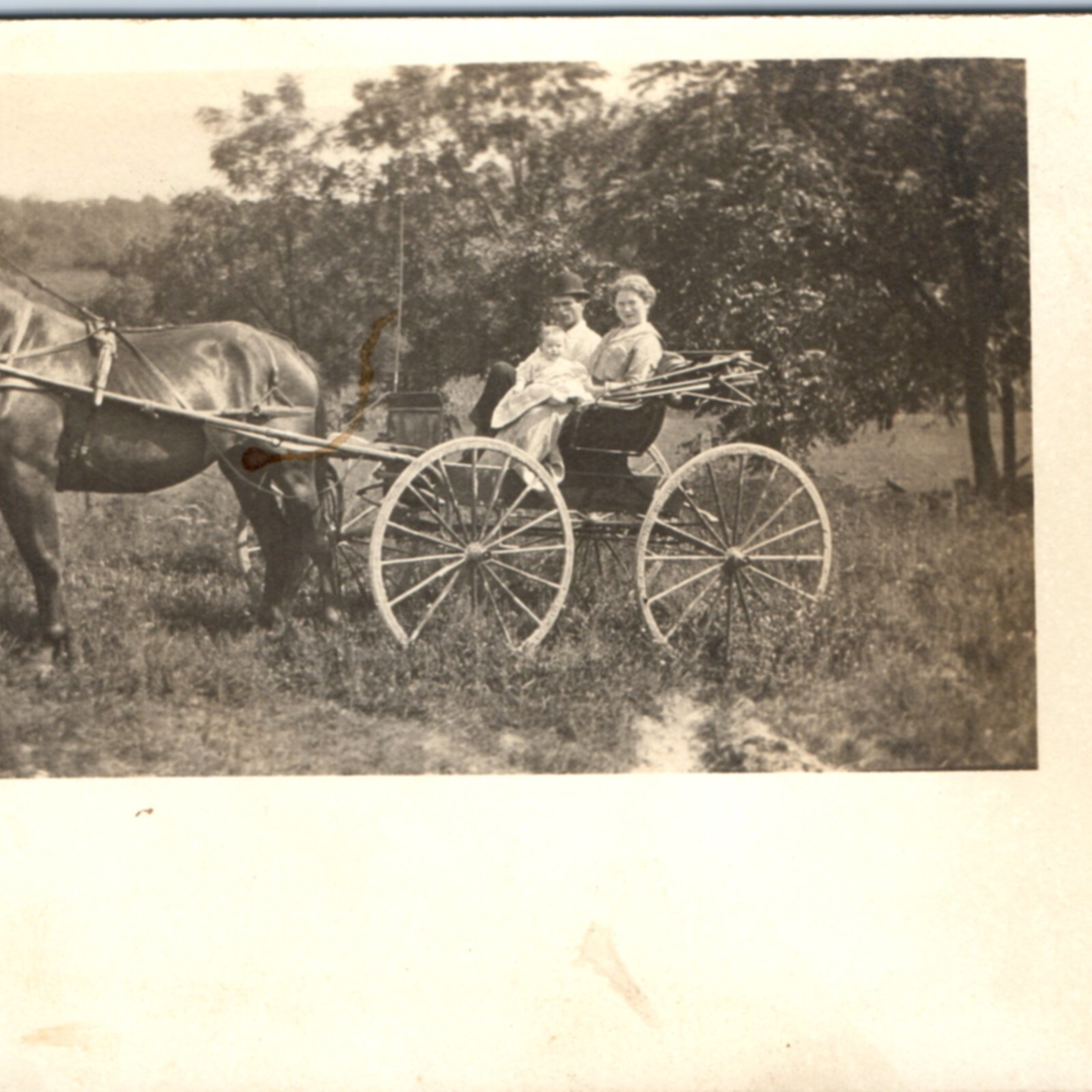 c1910s Family in Horse Carriage RPPC Cute Baby Girl Mother Parents Real Photo PC c1910s Family in Horse Carriage RPPC Cute Baby Girl Mother Parents Real Photo PC