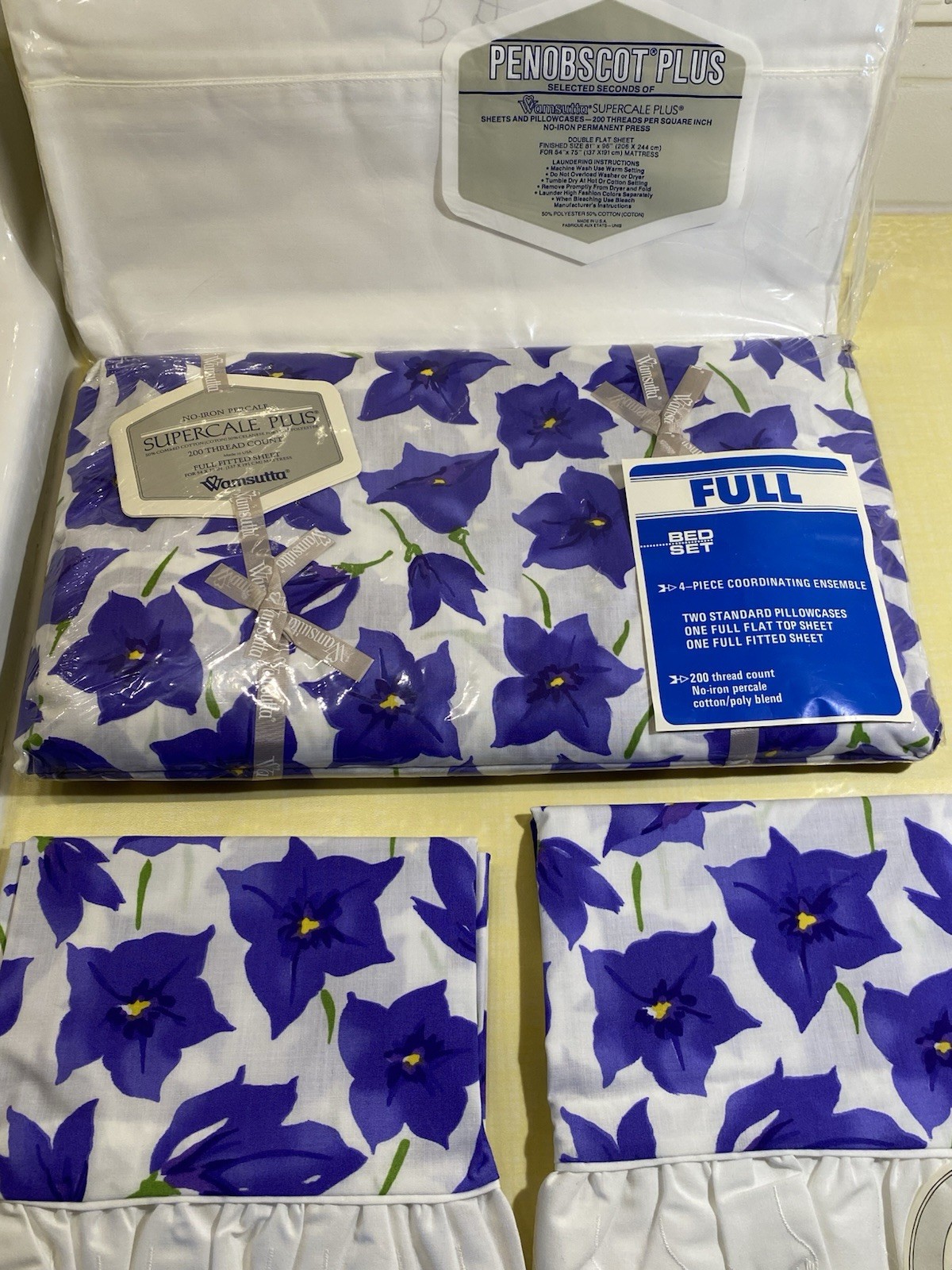Vintage 4pcs Wamsutta Christian Dior Supercale Luxurious Percale Full Sheet Set Vintage 4pcs Wamsutta Christian Dior Supercale Luxurious Percale Full Sheet Set