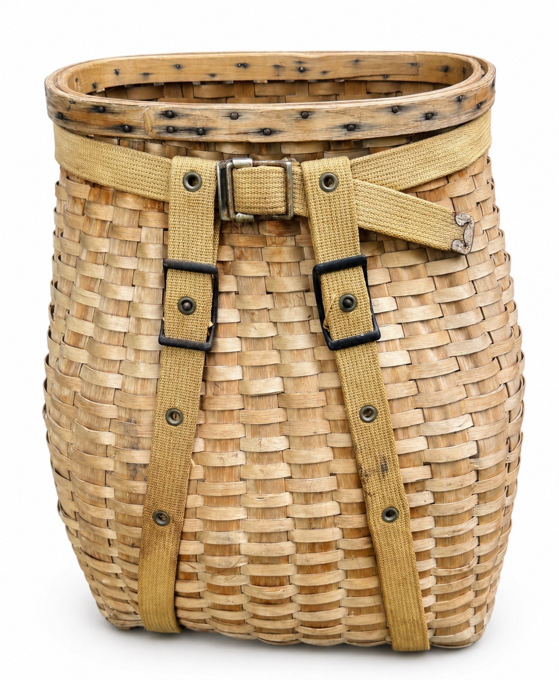 Antique Early Trapper Back Pack Basket Original Strap Great Shape Nice Straps Antique Early Trapper Back Pack Basket Original Strap Great Shape Nice Straps