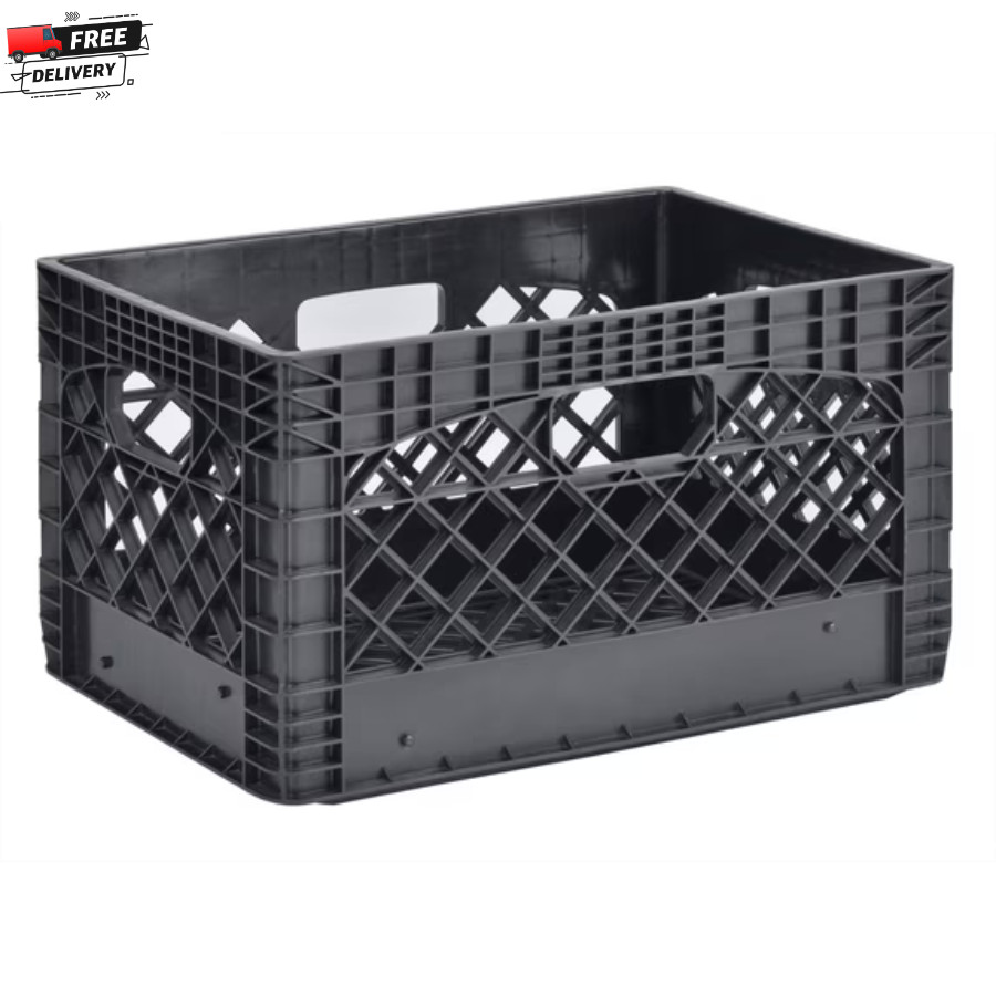 Juggernaut Storage 24QT Plastic Heavy-Duty Milk Crate, Black Juggernaut Storage 24QT Plastic Heavy-Duty Milk Crate, Black