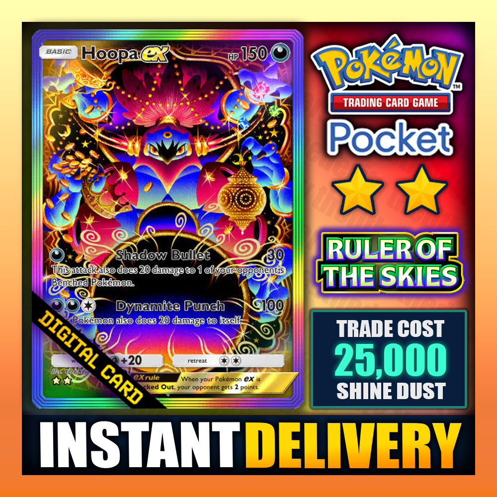 Pokemon TCG Pocket - Hoopa EX - Rainbow Art ⭐⭐ Ruler of the Skies - English ✅ Pokemon TCG Pocket - Hoopa EX - Rainbow Art ⭐⭐ Ruler of the Skies - English ✅