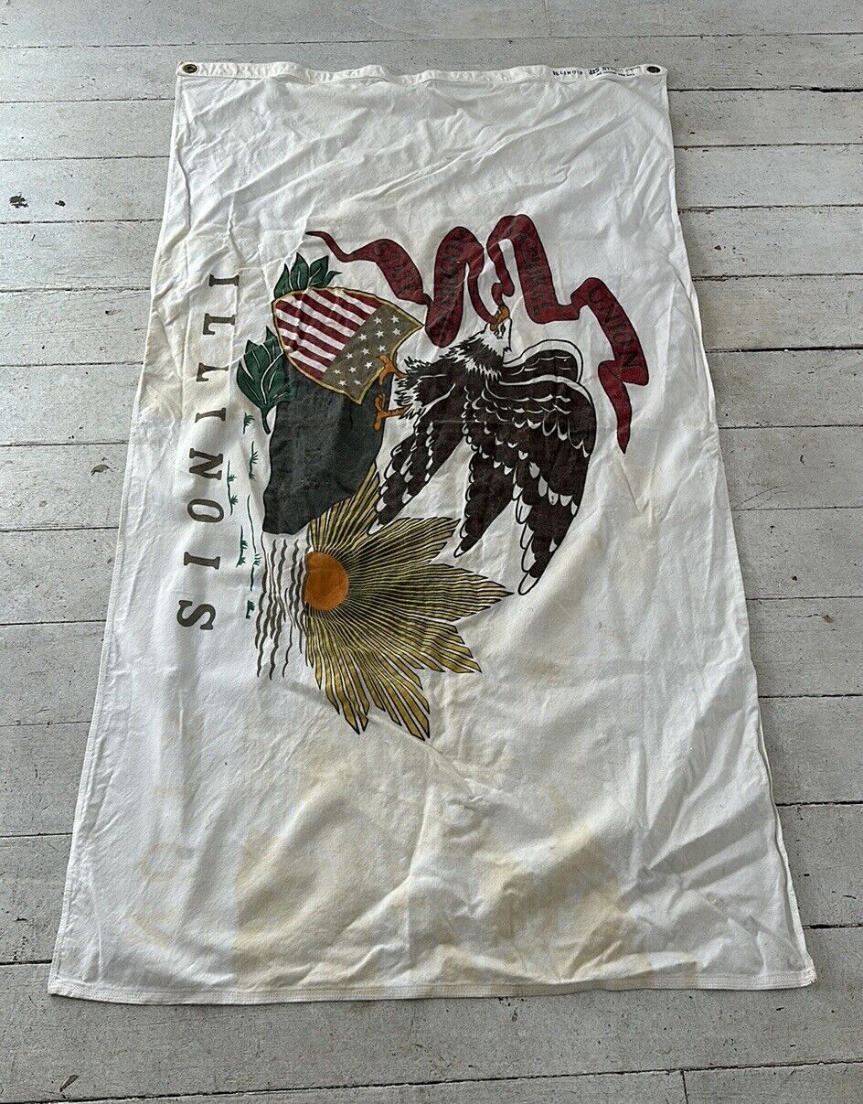 Vintage Illinois Cotton Eagle State Flag   