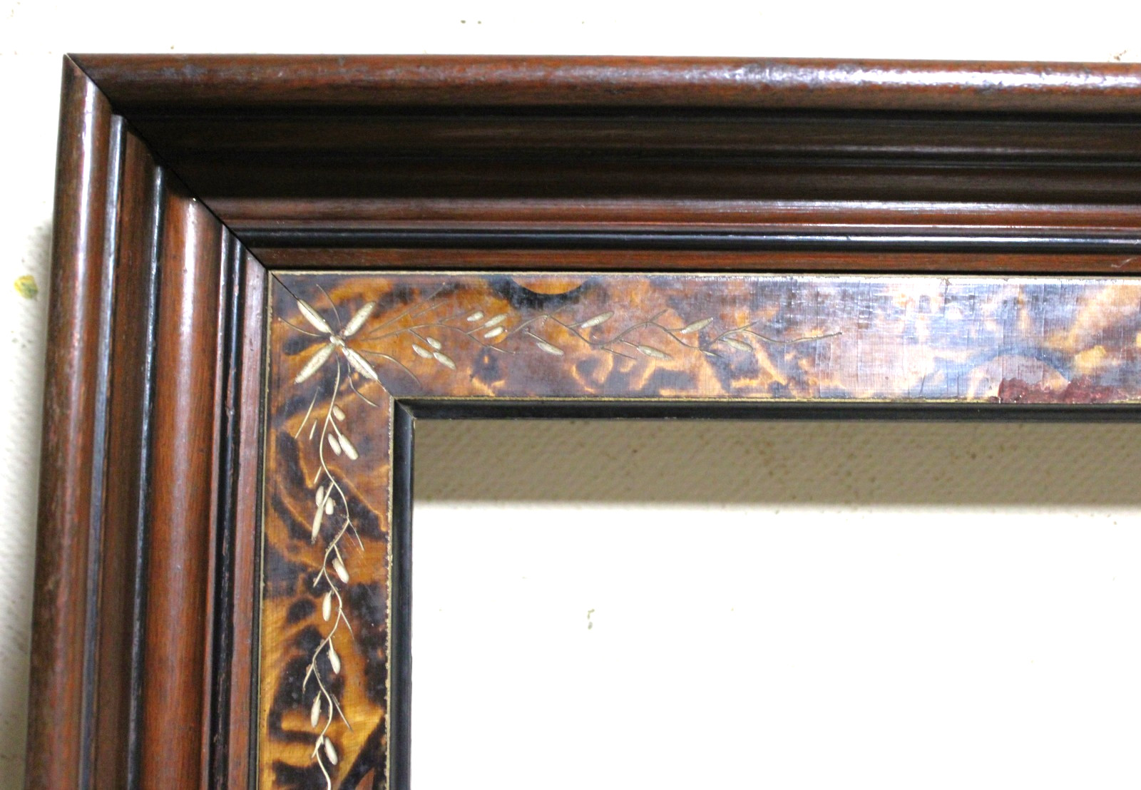 ANTIQUE FITS 10 X 12 VICTORIAN PICTURE FRAME EASTLAKE WALNUT WOOD MARBLE ETCHED