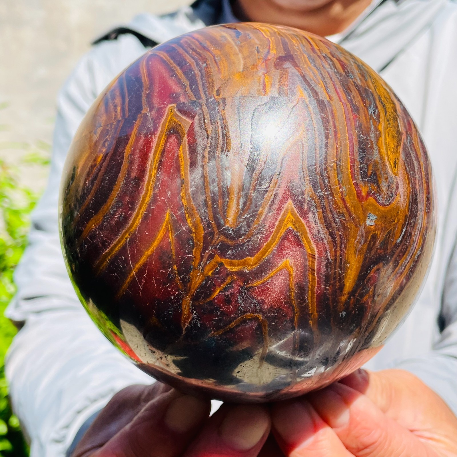 6.74lb Rare Natural Iron Tiger Eye Stone Quartz Crystal Sphere Reiki Healing