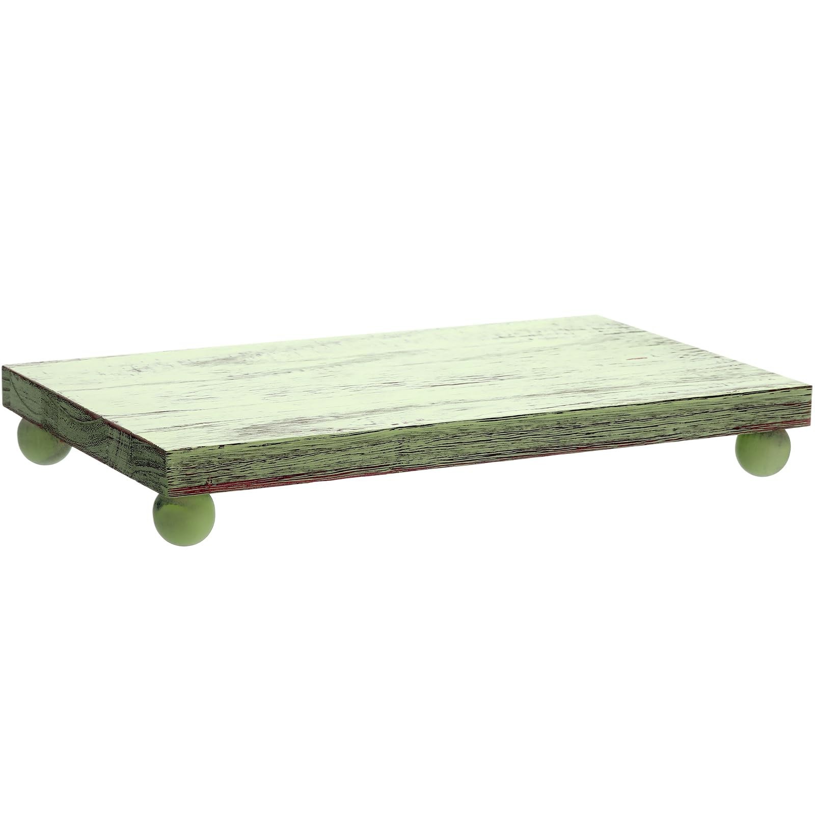 Wood Pedestal Stand Riser Decor,Classic,Green,12 X 7 Inch