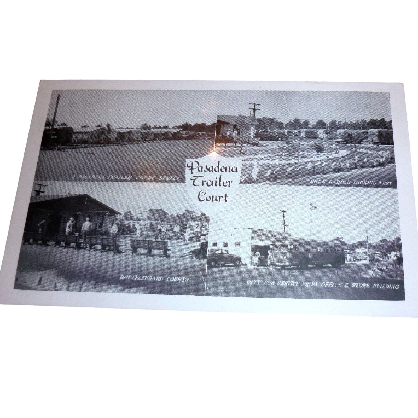 Vintage Pasadena Trailer Court St Petersburg Florida Postcard Multi-View B&W