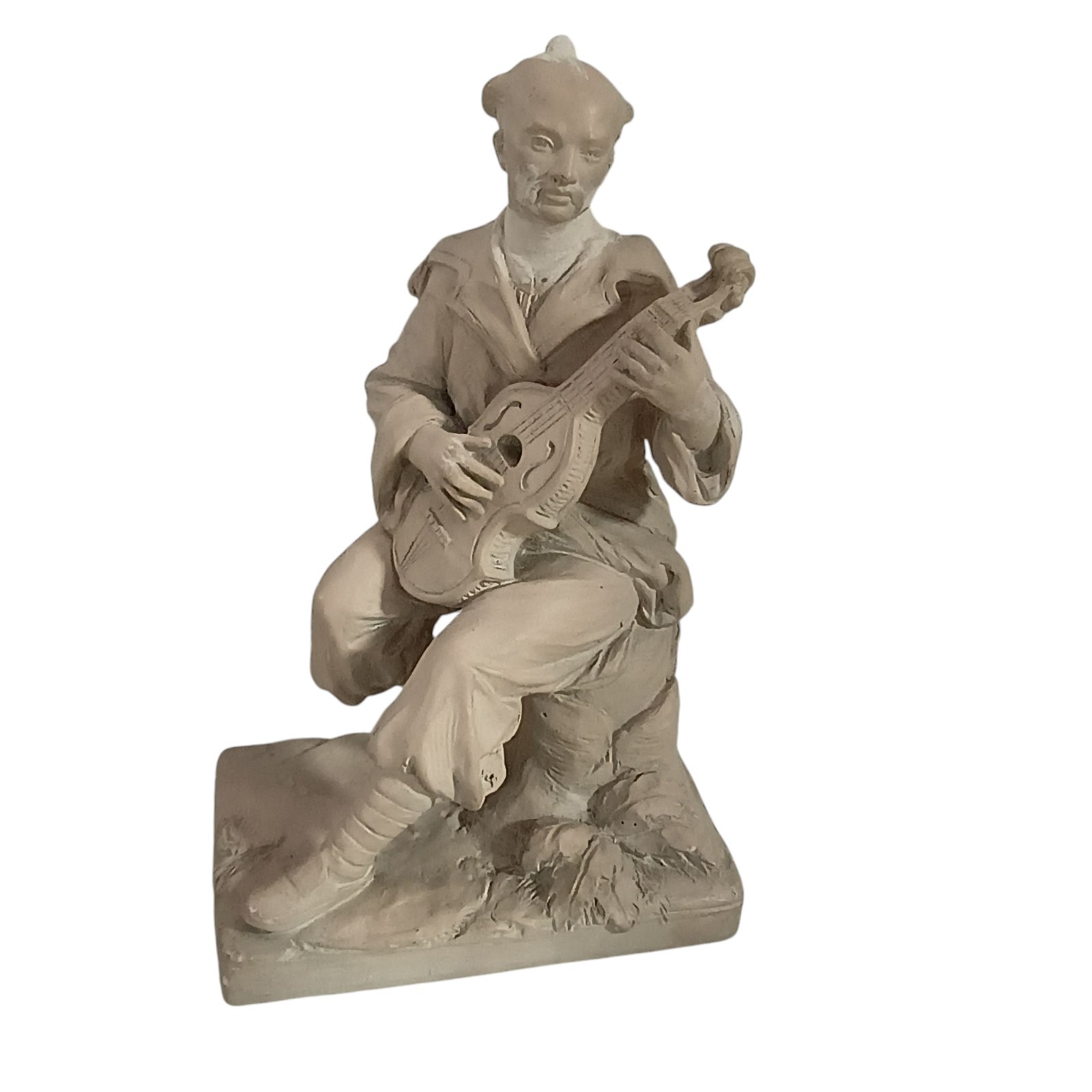 Vintage Handmade Plaster Sculptural Figure of Asian Man Playing Viola 11\ Vintage Handmade Plaster Sculptural Figure of Asian Man Playing Viola 11\
