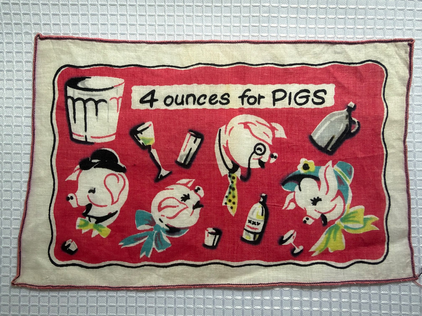 Vintage Cocktail Napkin Leacock Humorous PIGS 4 Ounces Irish Linen Vintage Cocktail Napkin Leacock Humorous PIGS 4 Ounces Irish Linen