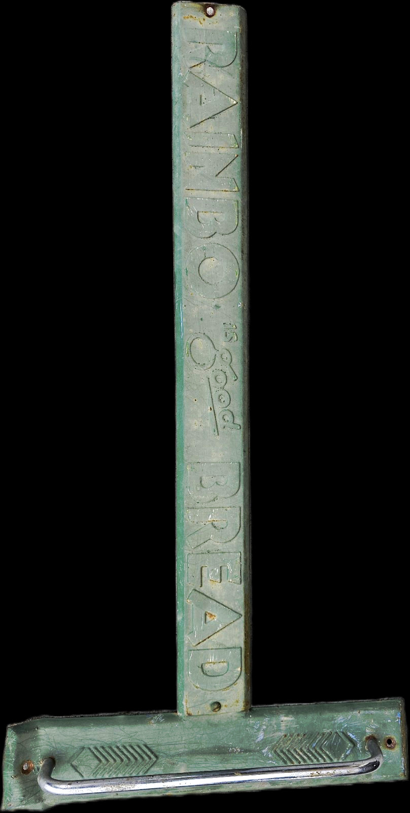 Vintage Rainbo Is Good Bread Metal Door Push Pull Handle Advertising Sign