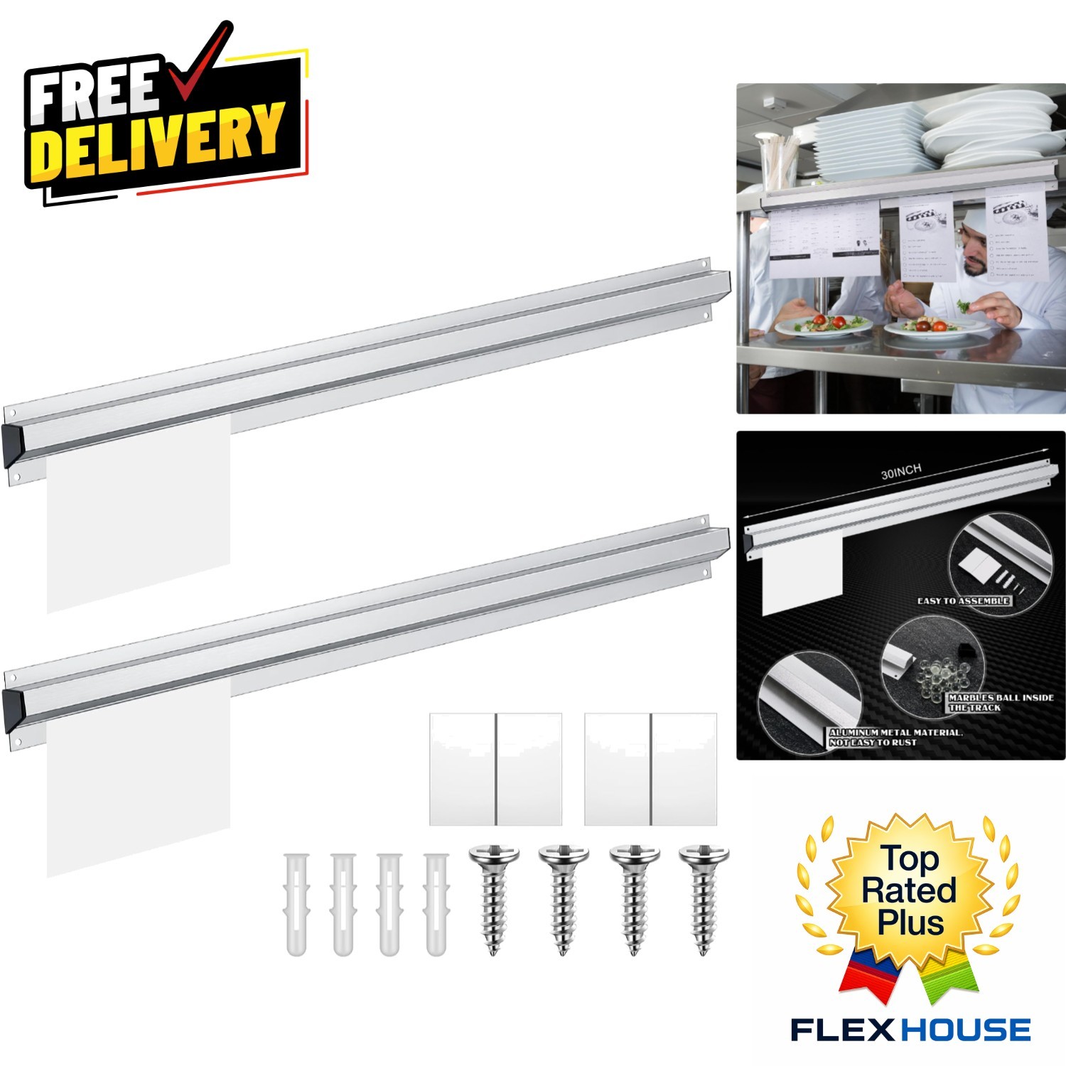 Versatile 30 Inch Aluminum Receipt Holder Set - Easy Install for Offices & Cafes