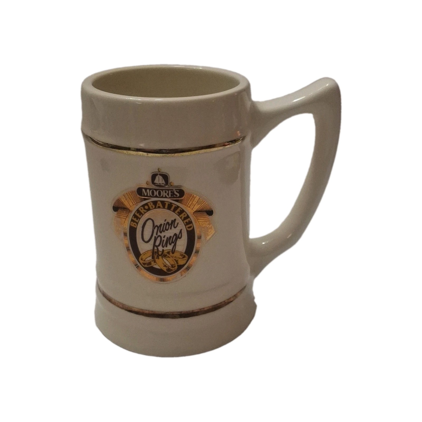 Rare Moore's Ceramic Beer Mug Stein Beer-Battered Onion Rings Advertising Rare Moore's Ceramic Beer Mug Stein Beer-Battered Onion Rings Advertising