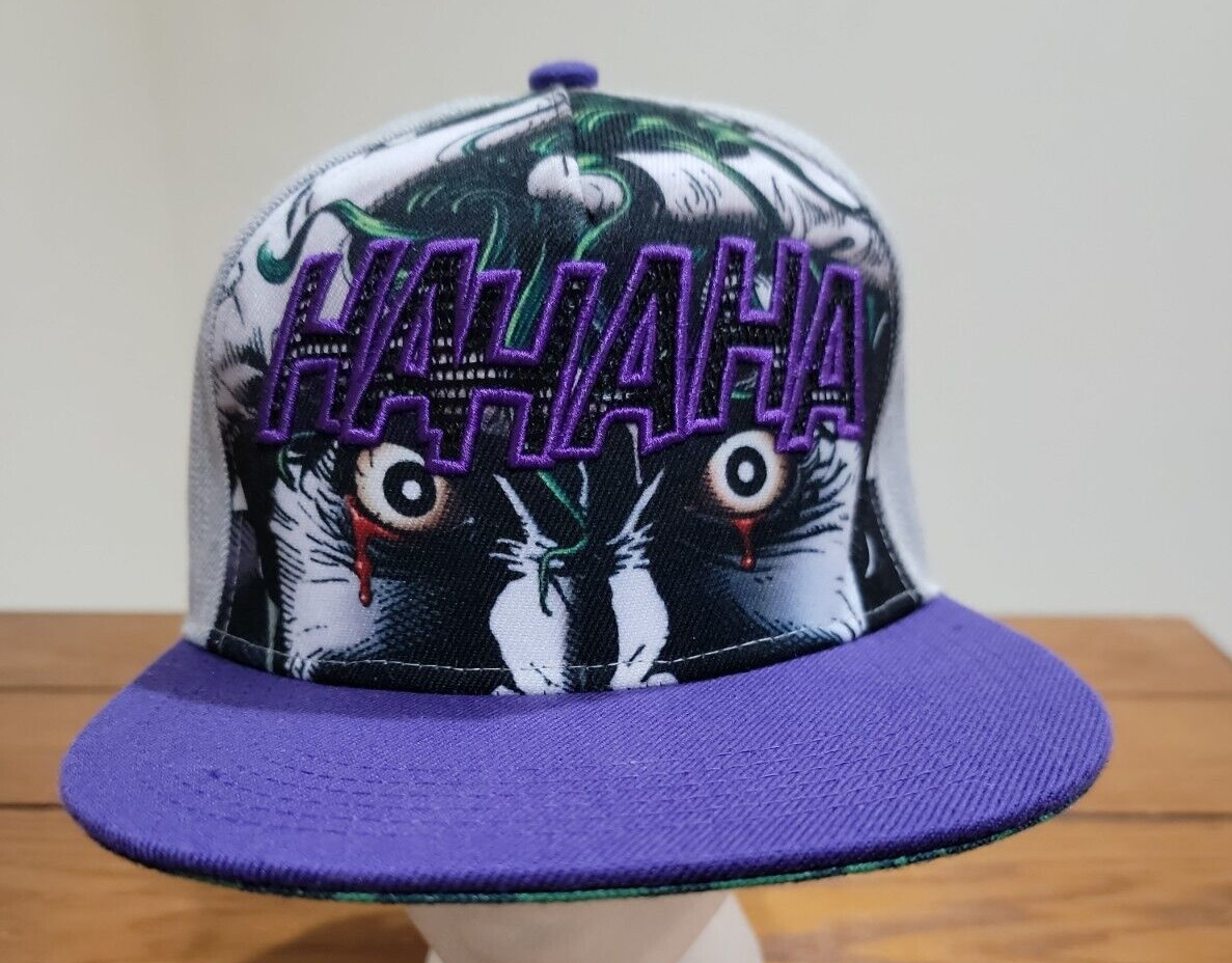 DC Comics Batman Joker HAHAHA Logo Sublimated Snapback Cap Hat Black Bioworld