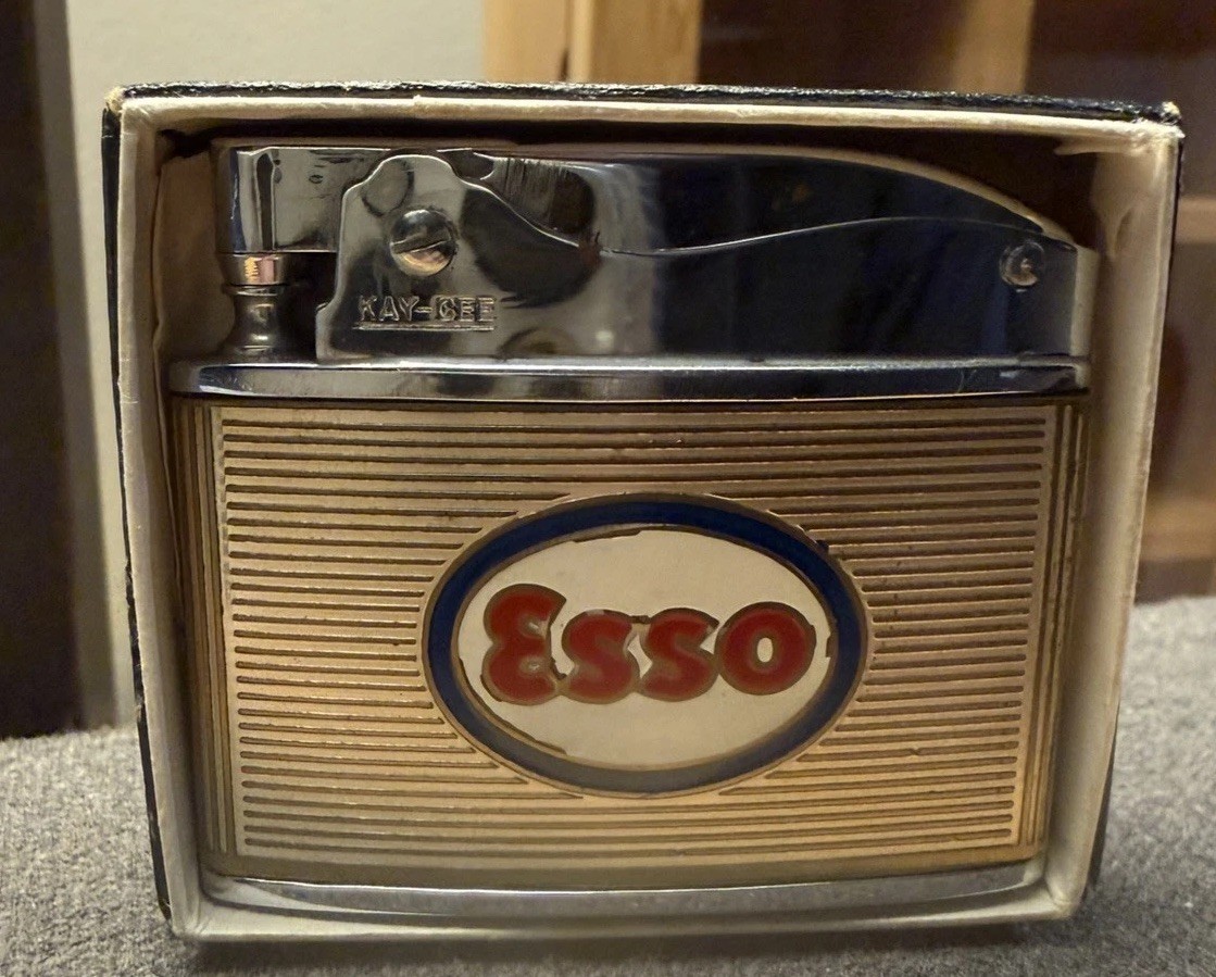 Vintage NOS KAY-CEE Esso Happy Motoring Lighter - UNFIRED In Box - Petroliana