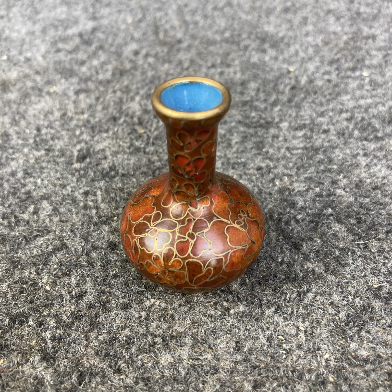 Vintage Miniature Amber Maroon Floral Gold Rimmed 2 1/2 Vintage Miniature Amber Maroon Floral Gold Rimmed 2 1/2
