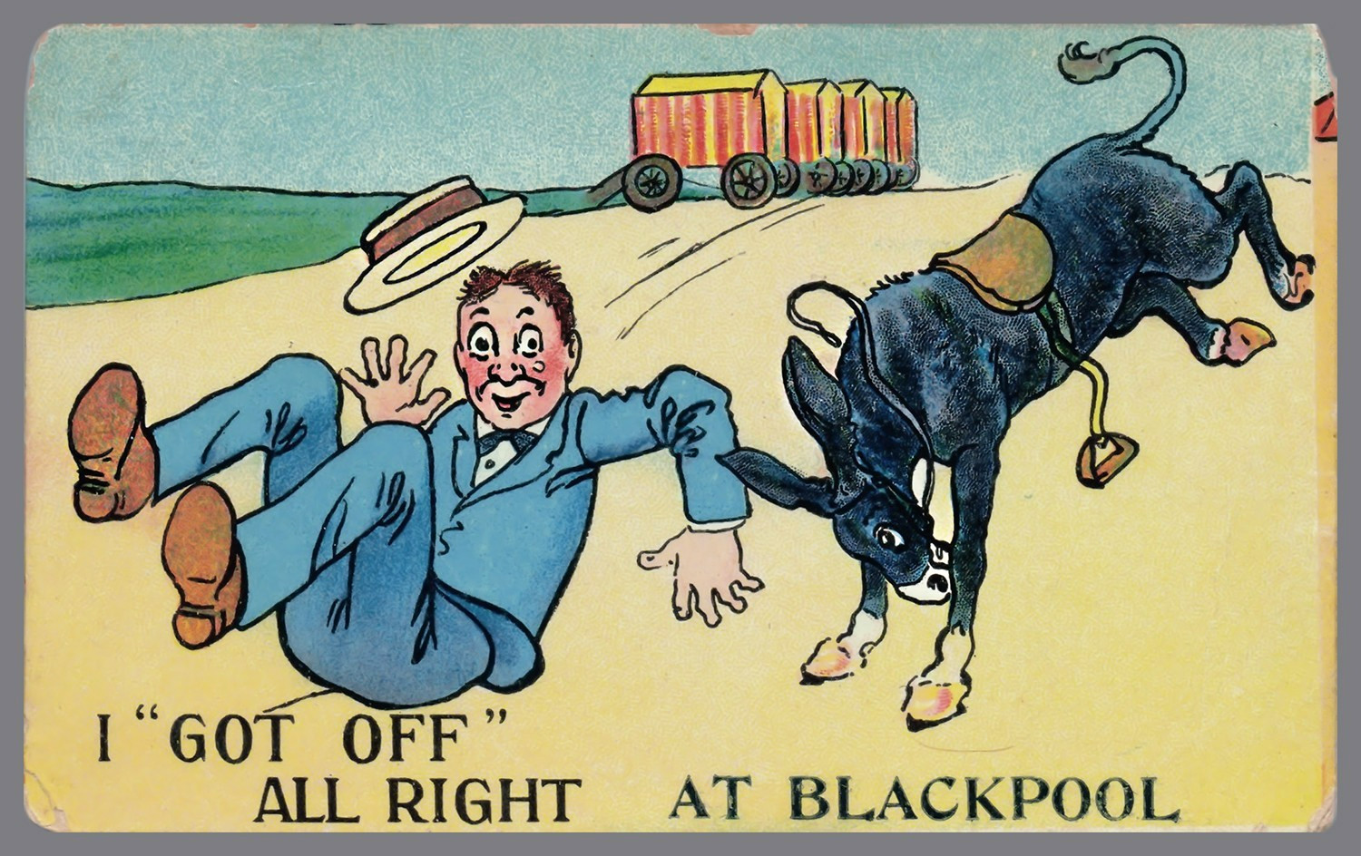 Vintage 1910s Blackpool Comic Postcard Donkey Humor Seaside England -1071