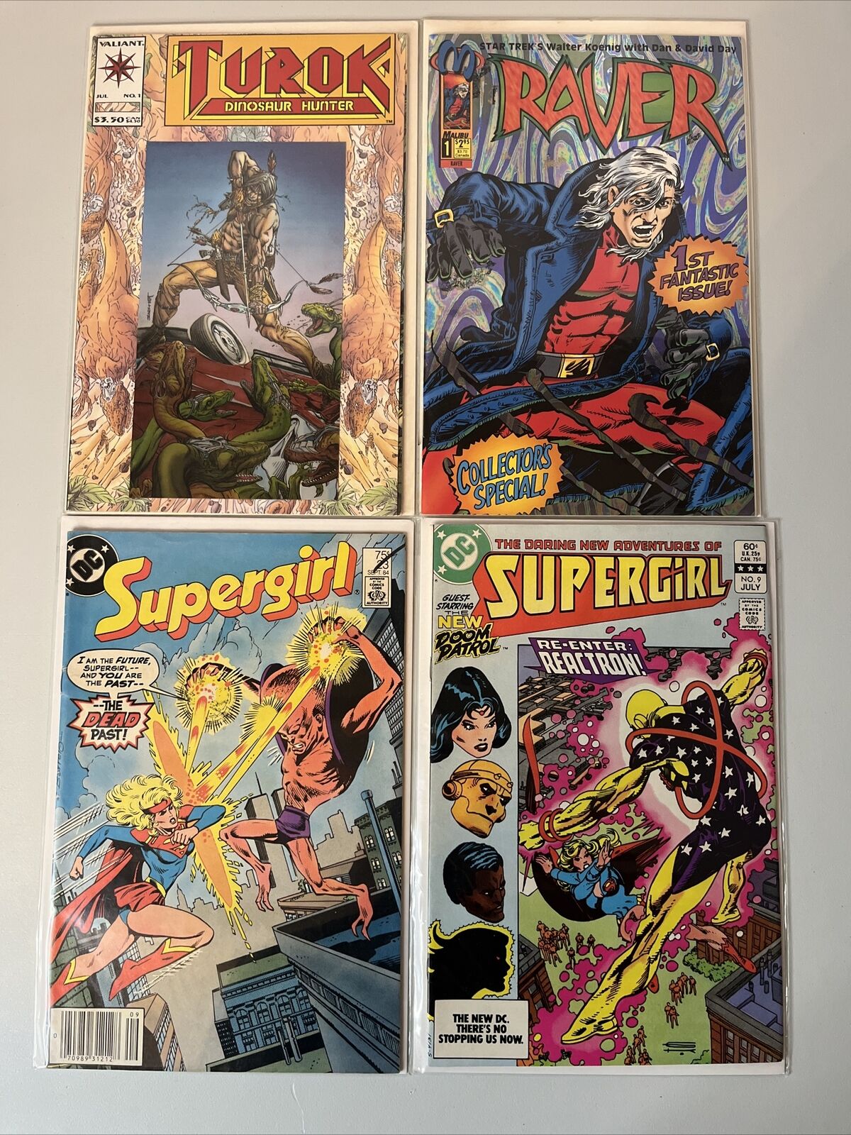 Lot Of 4 Comics DC Supergirl Valiant Turok Dinosaur Hunter Malibu Raver