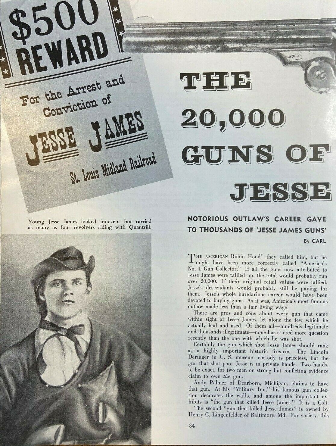 1955 Guns And Imagined Guns of Jesse James illustrated