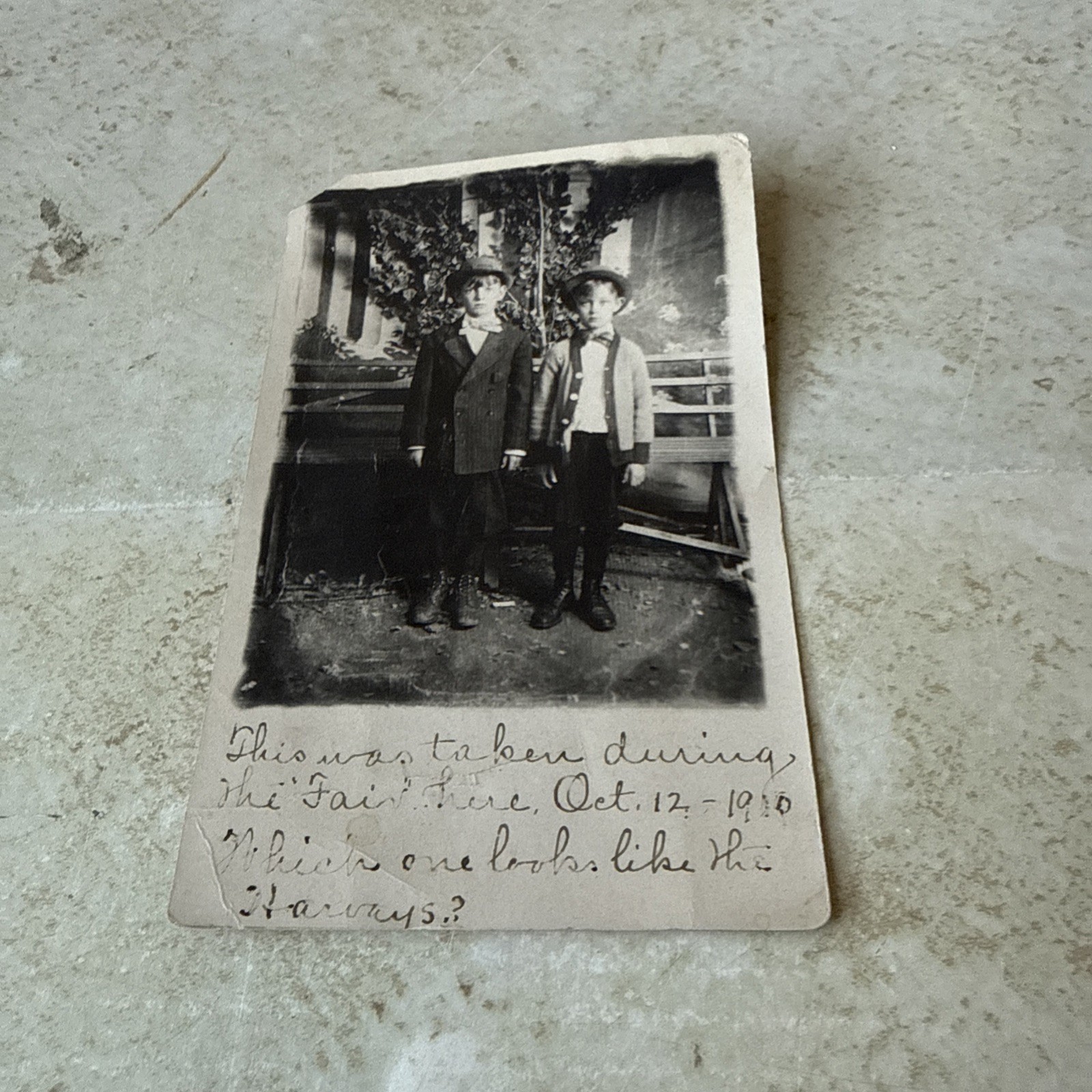 Vintage Real Photo Postcard 1910 Two Young Boys Dressed Up Vintage Real Photo Postcard 1910 Two Young Boys Dressed Up