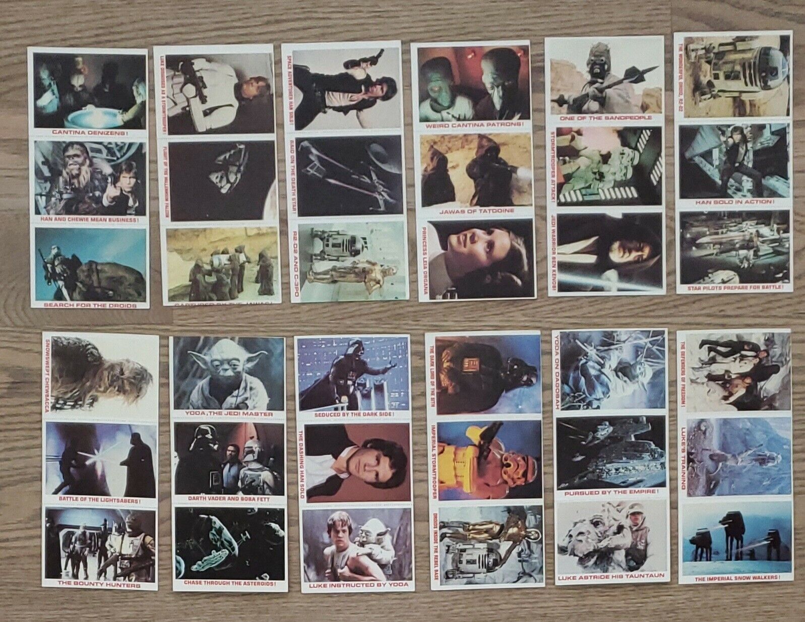 1977 Topps Star Wars 1980 Empire Strikes Burger King 12 Uncut Panel 36 Cards Set