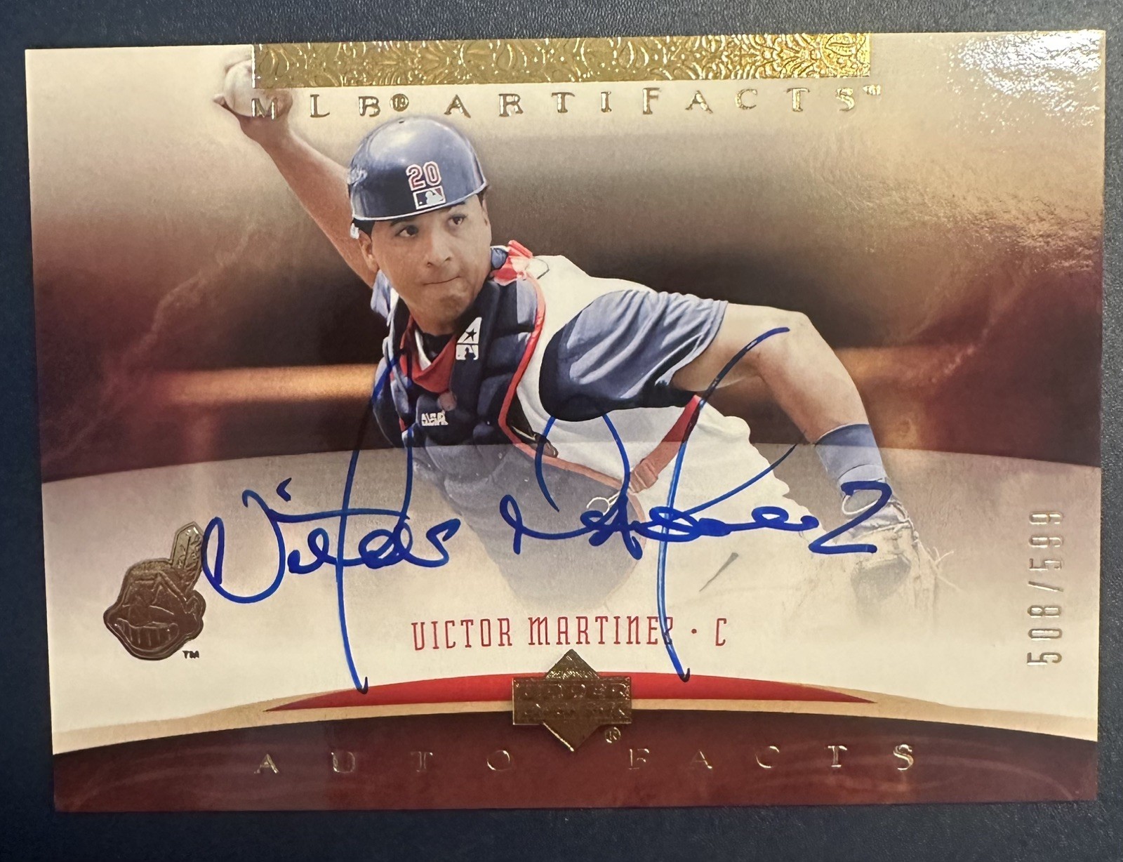 2005 UD Artifacts Victor Martinez On-Card Autograph /599 Indians Guardians 2005 UD Artifacts Victor Martinez On-Card Autograph /599 Indians Guardians