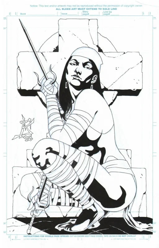 ELEKTRA PIN UP BY FABIO NAHON 2022 ORIGINAL ART MARVEL ELEKTRA PIN UP BY FABIO NAHON 2022 ORIGINAL ART MARVEL