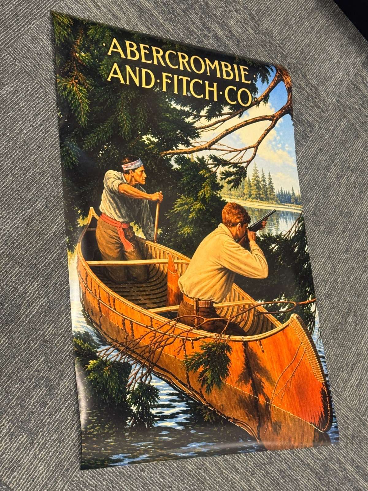 VTG ABERCROMBIE & FITCH Hunting Canoe Ad POSTER RARE 24” X 36” PROMO RP A&F VTG ABERCROMBIE & FITCH Hunting Canoe Ad POSTER RARE 24” X 36” PROMO RP A&F